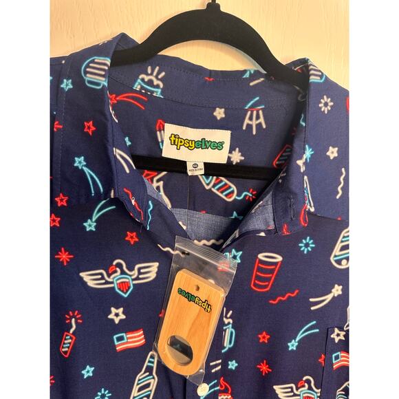 Tipsy Elves Men’s 4XL Button Down Shirt Patriotic America BBQ Party USA NWT - Picture 8 of 8